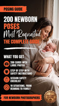 Cover of the 200 Most Requested Newborn Poses digital guide, LEDWindow Books